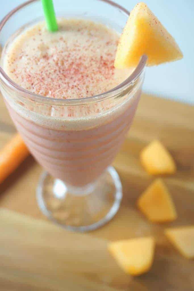 Carrot Cantaloupe Power Boost Smoothie -Get a boost of power to get you through the work day with red beet powder. - lilsweetspiceadvice.com