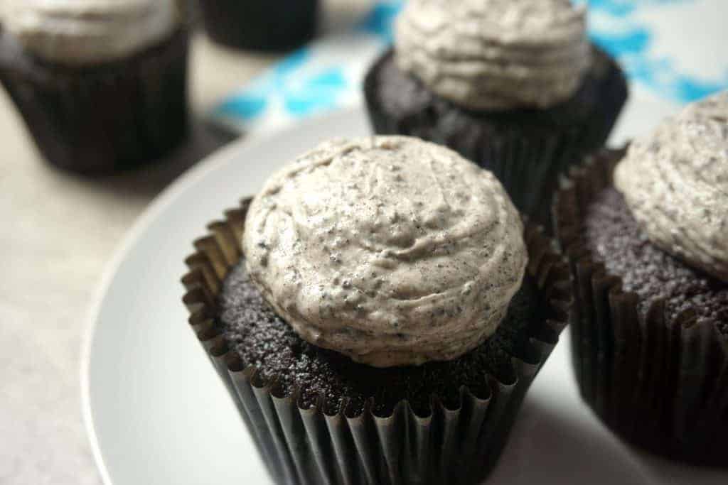 Crio Bru Chocolate Cupcakes with Cookies 'n Cream Buttercream Frosting -- Stop right here! This the only chocolate cupcake recipe you'll ever need. -- lilsweetspiceadvice.com