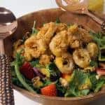 Buttermilk Fried Calamari Salad with Cantaloupe Vinaigrette -- The sweetness of cantaloupe vinaigrette is so necessary with this slightly spicy fried calamari. You guys will never believe how I came up with this recipe! -- lilsweetspiceadvice.com
