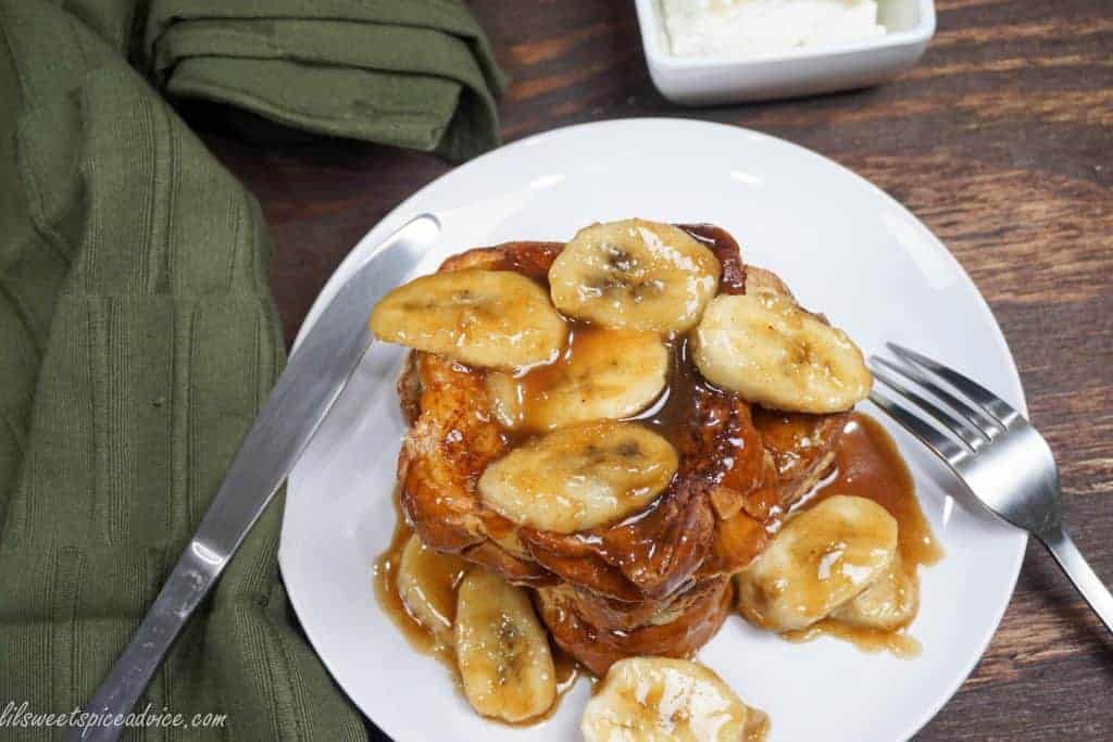 Crown Royal Vanilla Bananas Foster French Toast -- Extremely indulgent French toast like you've never seen before! Bananas Foster and French toast were meant to be. -- lilsweetspiceadvice.com