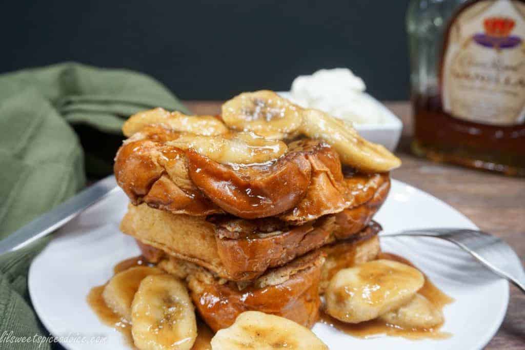 Crown Royal Vanilla Bananas Foster French Toast -- Extremely indulgent French toast like you've never seen before! Bananas Foster and French toast were meant to be. -- lilsweetspiceadvice.com