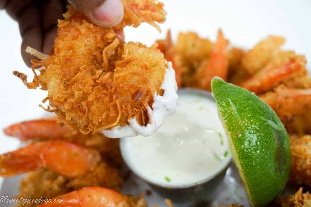 Crispy Coconut Lime Shrimp with Tequila Lime Dipping Sauce -- Lime juice and zest is the zip that coconut shrimp has been needing. -- lilsweetspiceadvice.com