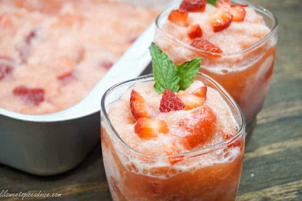 Strawberry Beer Granita -- This Strawberry Beer Granita is so simple to put together and any flavor light beer or fruit can be used in this granita recipe.-- lilsweetspiceadvice.com