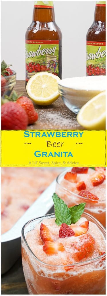 Strawberry Beer Granita -- This Strawberry Beer Granita is so simple to put together and any flavor light beer or fruit can be used in this granita recipe.-- lilsweetspiceadvice.com