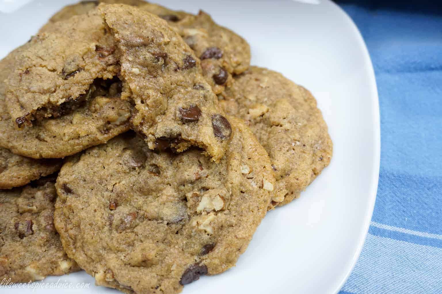 Browned Butter Pecan Chocolate Chip Cookies | A Lil' Sweet, Spice, & Advice