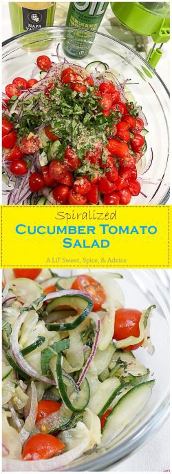 Spiralized Cucumber Tomato Salad with Thai Basil Ginger Vinaigrette | A ...