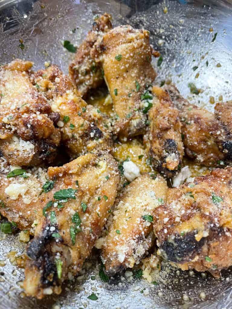 Crispy Air Fryer Spicy Garlic Parmesan Wings